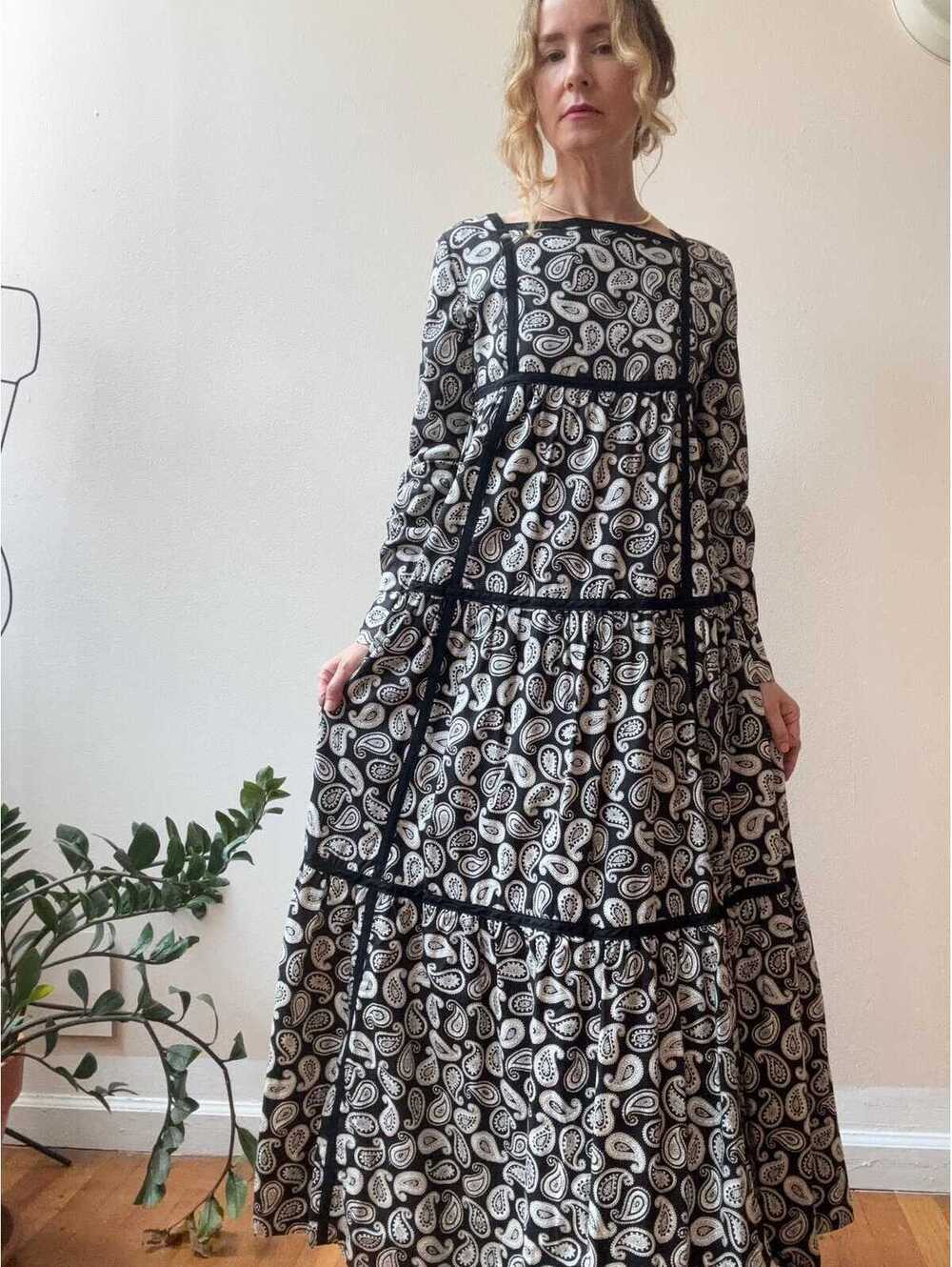 Vintage 1960s Bill Atkinson Paisley Cotton Tent Maxi Dress